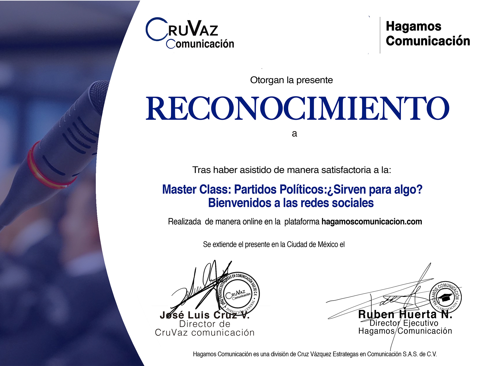 Muestra del certificado